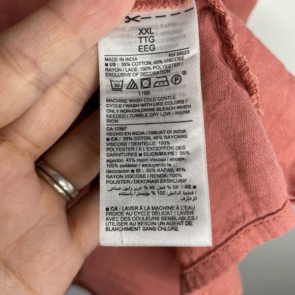 Old Navy Crochet Top Womens Size XXL Mauve Pink Boho Tassle Shirt Viscose Blend - Picture 6 of 6